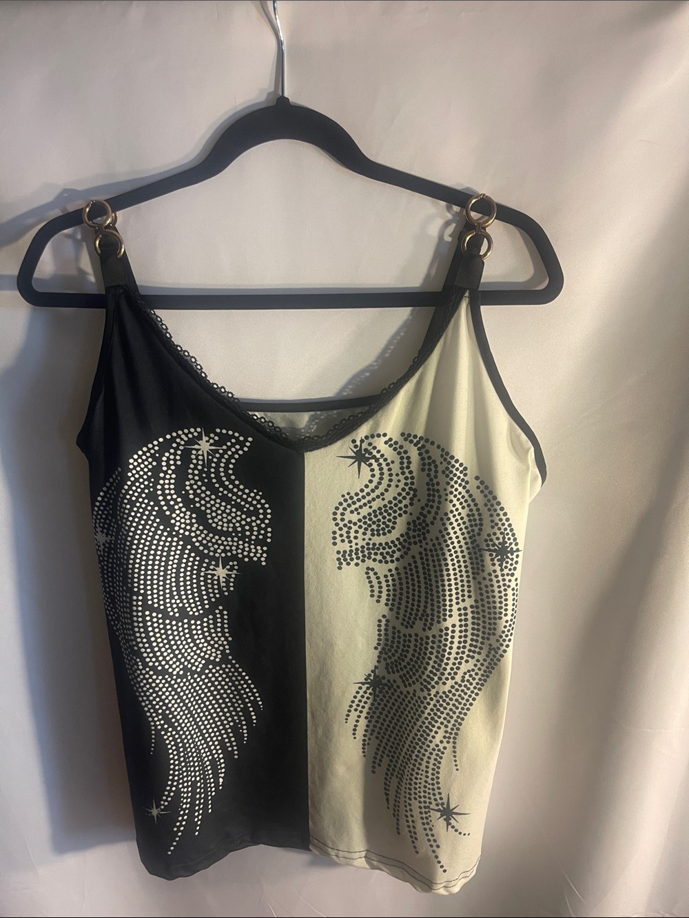 Black and white Angel Wing Tank Top